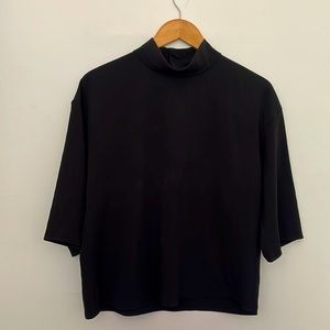 Black Mock Neck Uniqlo Top